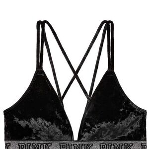 PINK Victoria's Secret Black Velvet Bralette. Size XS.